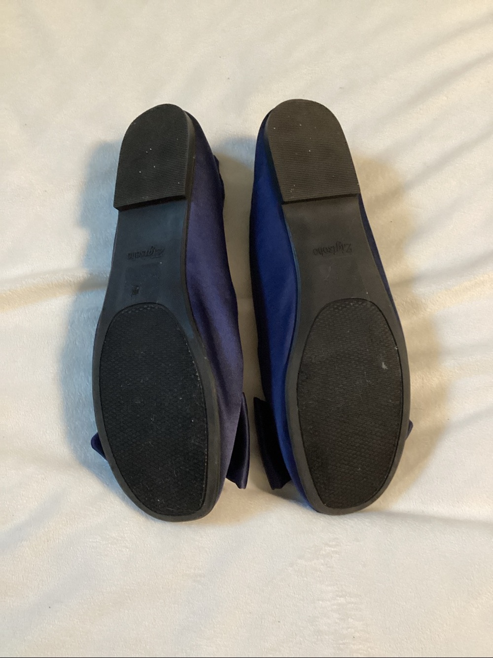 Zigi Soho Navy Blue Satin Ballet Flats with Bow, 9 - Picture 2 of 3